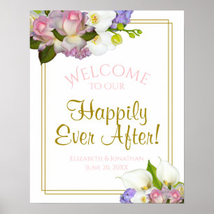Pastel Bouquet Spring Mariage Affiche de bienvenue