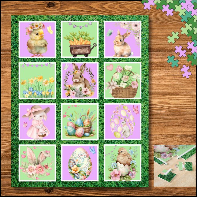 Pastel Bunny Bunny Couleur Puzzle (Pastel Easter Bunny Color Block Puzzle)