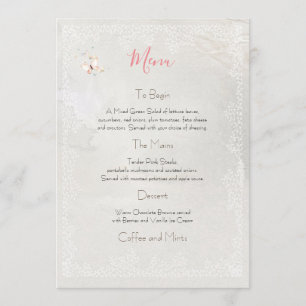 Pastel Butterflies Design, Menu Mariage