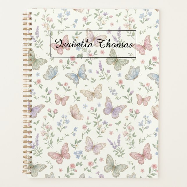 Pastel Butterfly Floral Notebook Cover Background (Devant)