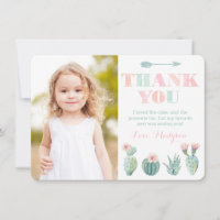 Pastel Cactus Carte de remerciements de Girl