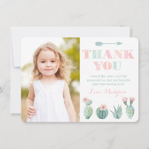 Pastel Cactus Carte de remerciements de Girl