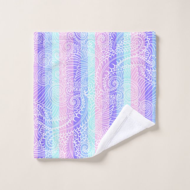 Pastel Candy | Motif d'Imaginaire doux rayé (Gant de toilette)