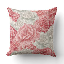 Pastel Carnation Fleurs Jeter Oreiller