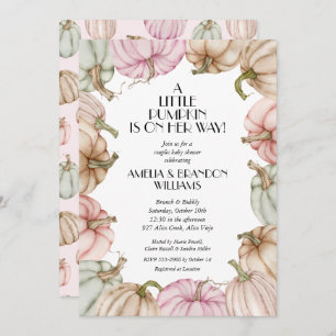 Pastel Citrouilles Fille bébé Douche Invitations