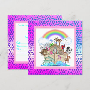Pastel coloré NOAHS ARK PARTY INVITATION