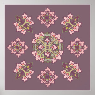 Pastel Colorful Tracery Ornement Poster Motif