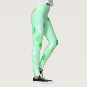 Pastel Colors Happy Fern Feuille Leggings