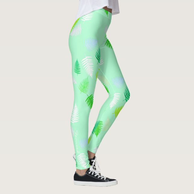 Pastel Colors Happy Fern Feuille Leggings (Droite)