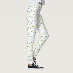 Pastel Colors Happy Green Fern Feuille Leggings