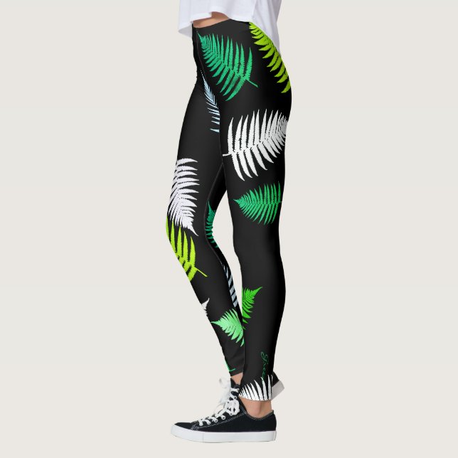 Pastel Colors Happy Green Fern Feuille Leggings (Gauche)