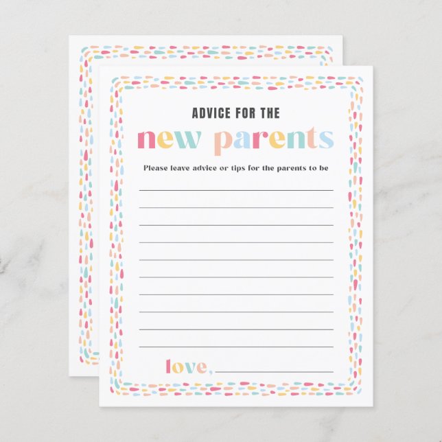 Pastel Colours Arc-en-ciel Baby shower Parents Con (Devant / Derrière)