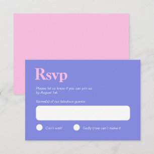 Pastel Colours bleu et rose minimaliste carte RSVP