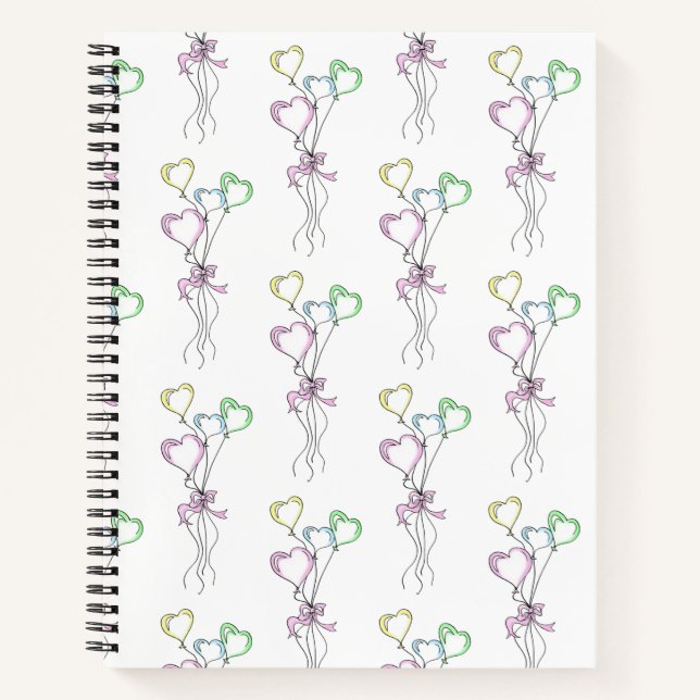 Pastel Colours Heart Balloons Carnet (Devant)