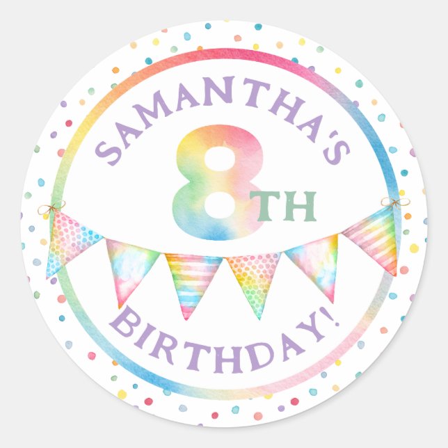 Pastel Confetti Sticker Privilège 8e Anniversaire (Devant)