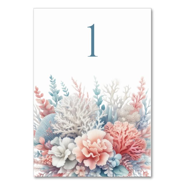 Pastel Coral Reef-Beach Carte de mariage (Par défaut)