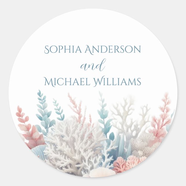 Pastel Coral Reef-Beach Mariage- Stickers Mariage (Devant)