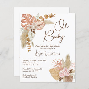 Pastel crème fleurs séchées boho invitation budget