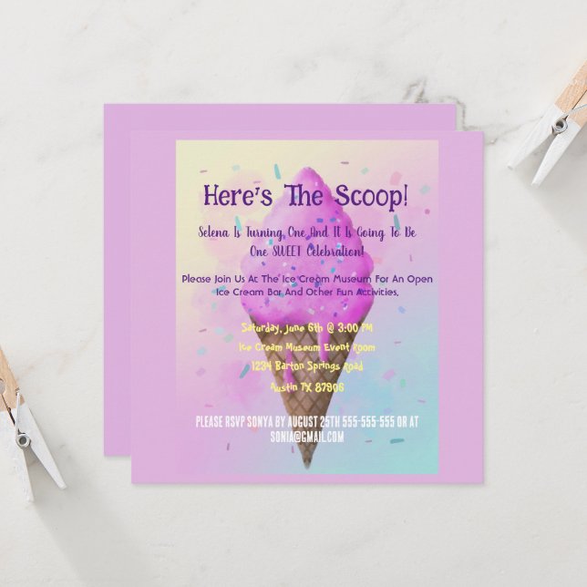 Pastel Crème glacée Cone goutte (Devant/Arrière en situation)