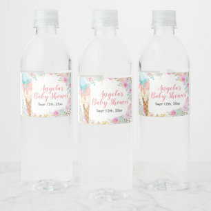 Pastel Crème glacée Floral Water Bottle Étiquette