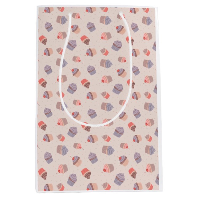 Pastel Cupcake Confetti Motif Sac cadeau d'anniver (Devant)