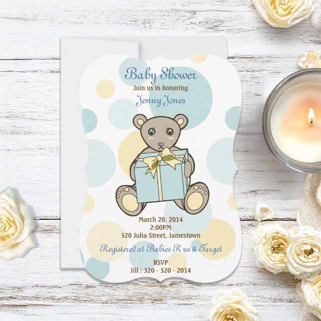 Pastel Cute Teddy Bear Baby shower Invitation (Créateur téléchargé)