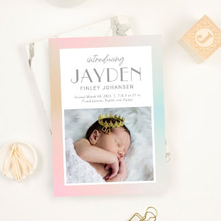 Pastel Delight Baby Faire-part de naissance
