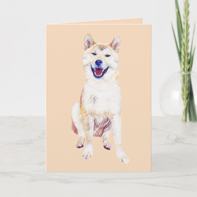 Pastel Dessin Happy Shiba Inu Carte de voeux (Devant)