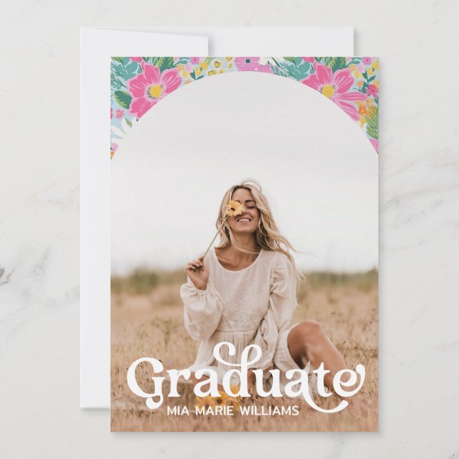 Pastel Ditsy Floral Graduation Invitation Editable (Dos)