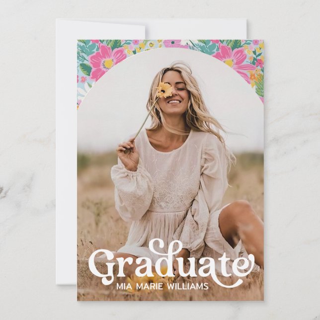 Pastel Ditsy Floral Graduation Invitation Editable (Dos)
