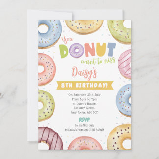 Pastel Donut Anniversaire Invitation - Ne Voulez P