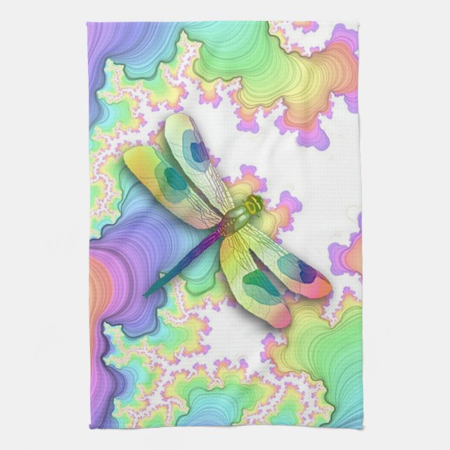 Pastel Dragonfly Serviette de cuisine (Vertical)