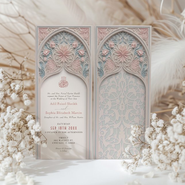 Pastel Elegance Faire-part de mariage islamique d' (Créateur téléchargé)