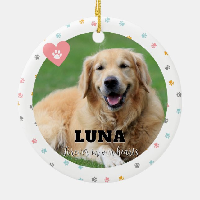 Pastel Empreinte de patte Photo de chien ornement  (Dos)