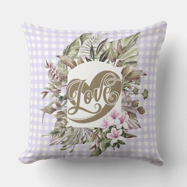 Pastel En vichy Coussin floral tropical (Recto)