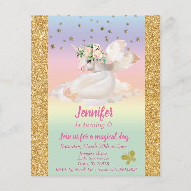 Pastel Enfant's Gold Unicorn Pegasus Rainbow budge (Devant)