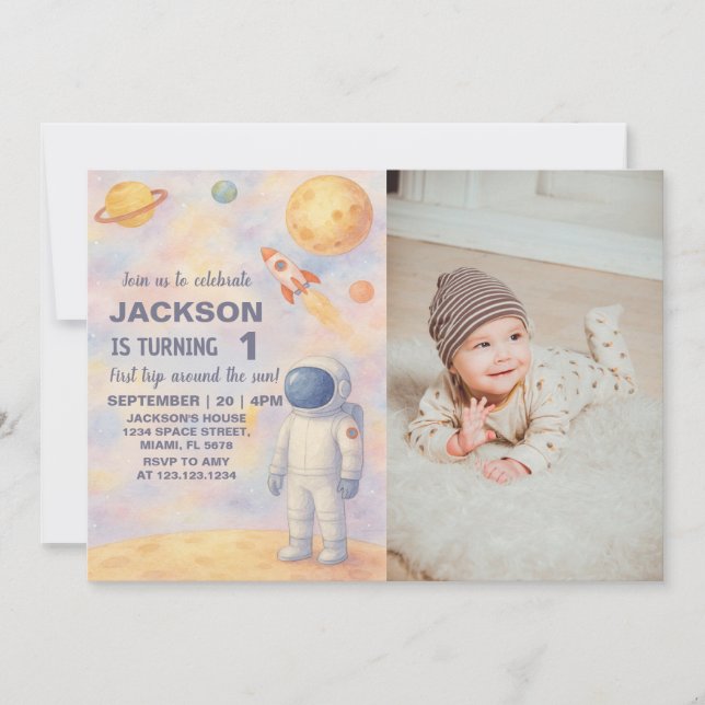 Pastel Espace Extérieur Invitation Anniversaire (Devant)
