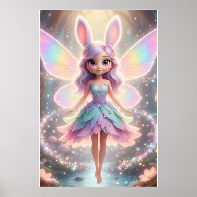Pastel Fairy Bunny – Magical Fantasy Poster Art (Devant)