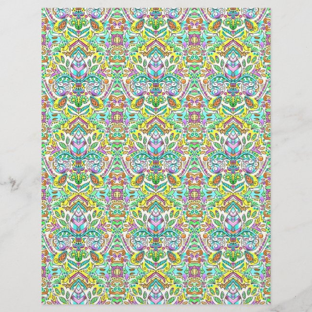 pastel fleur de lis damask scrapbook paper (Devant)