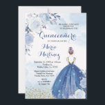 Pastel Fleurs Bleues Quinceañera Invitation<br><div class="desc">Pastel Blue Flowers Quinceañera Invitation Mis Quince Anos,  15e anniversaire, </div>