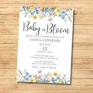 Pastel Floral Baby in Bloom Watercolor Invitation