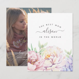 Pastel Floral Best Mom Carte photo personnalisé
