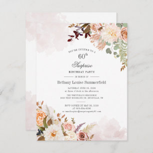 Pastel Floral Bloom Botanical 60e fête d'anniversa