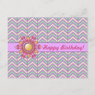 Pastel Floral Chevron Carte postale Anniversaire