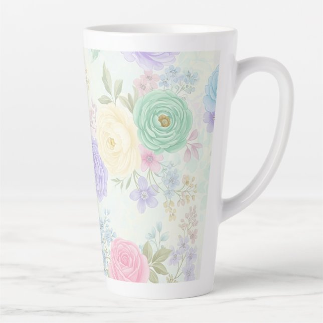 Pastel Floral Design Latte Mug (Droite)