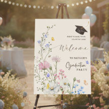 Pastel Floral Garden Graduate Party Affiche de bie