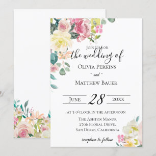 Pastel Floral Garden Invitation de mariage