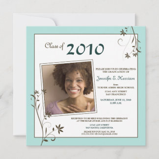 Pastel Floral Graduation Faire-part (bleu bébé)