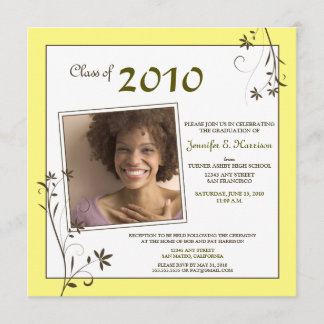 Pastel Floral Graduation Faire-part (citron)