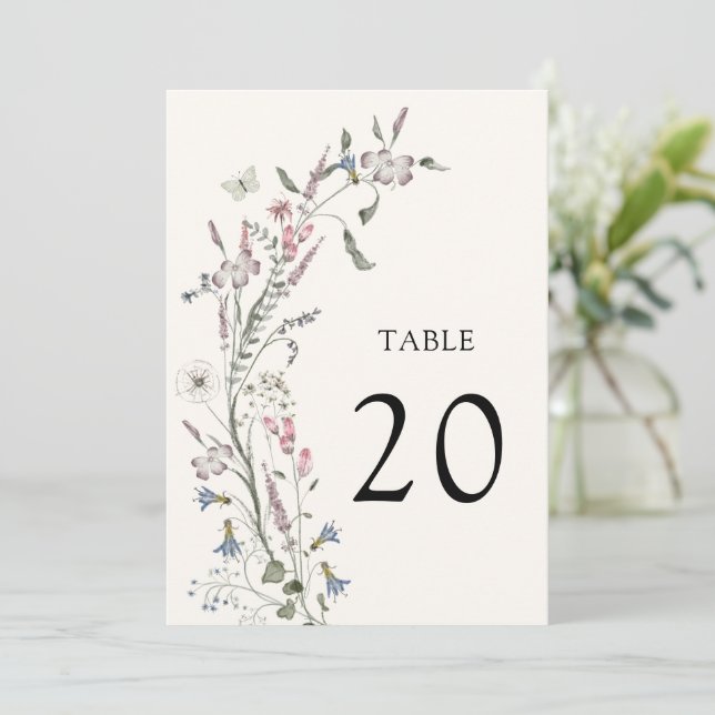 Pastel Floral Mariage Numéro de table (Debout devant)